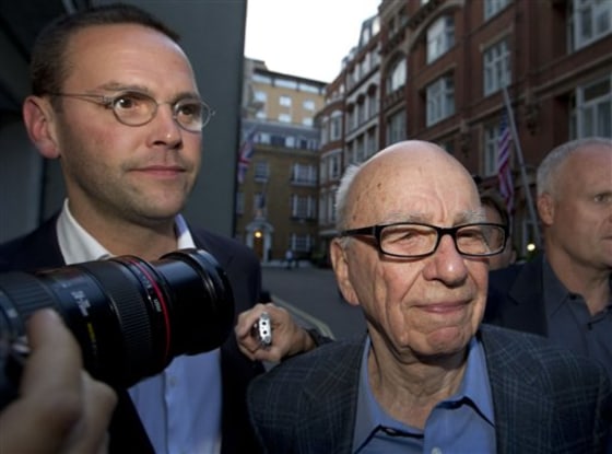 Rupert Murdoch, right, and his son James Murdoch, left, have come under fire in recent months for their handling of the hacking affair last year that resulted in the closure of the News of the World tabloid.